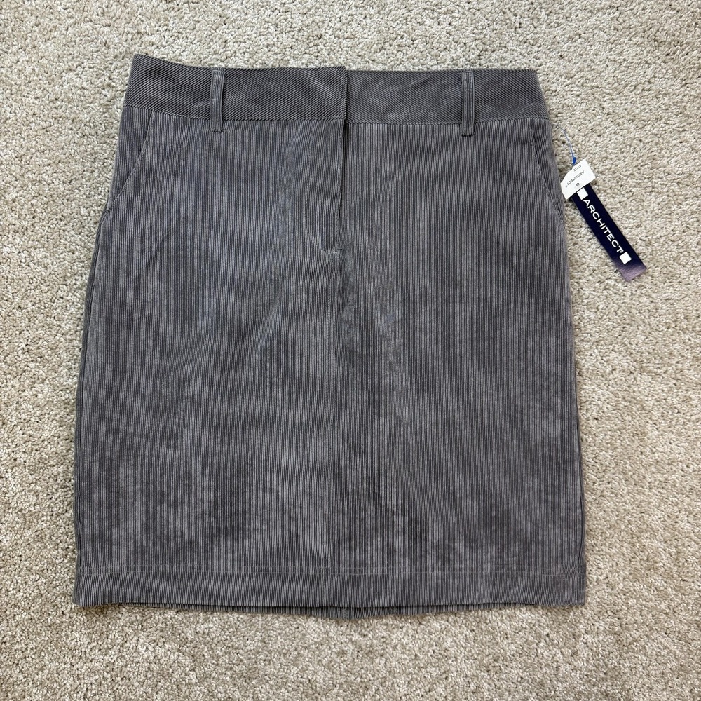 Architect Skirt Womens 8 Gray Corduroy Pencil Knee Length Lined Workwear Stretch